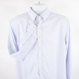 DAMAGED Charles Tyrwhitt Non-Iron 16.5 36 White Blue Check Button Down Classic F